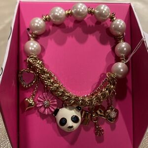 Betsey Johnson White Panda Charms Bracelet
